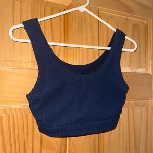 Alo navy Blue Ribbed muse sports bra